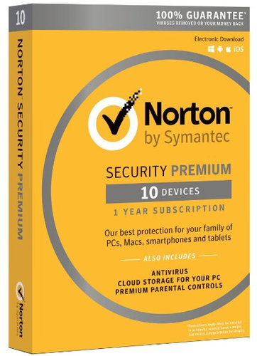 NORTON SECURITY PREMIUM | 10 Geräte/1Jahr | 25 GB Backup | Win/Mac/iOs/Android | D/F/I/E | ESD