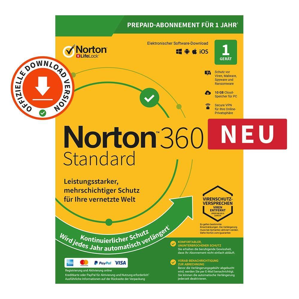 NORTON 360 STANDARD | 1 Gerät/1 Jahr | 10 GB | Win/Mac/iOs/Android | D/F/I/E | ESD