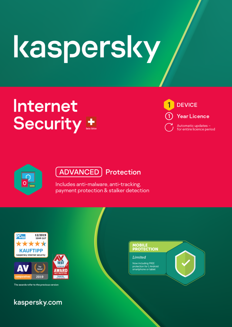 Kaspersky Internet Security 2023 Swiss Edition | PC/Mac/Android | D/F/I/E | ESD